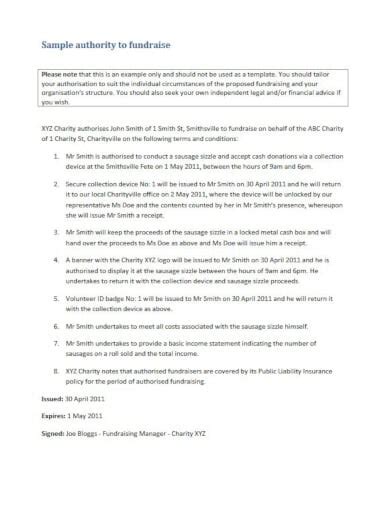 Apply for an authority to fundraise .